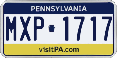 PA license plate MXP1717