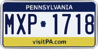 PA license plate MXP1718