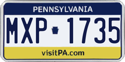 PA license plate MXP1735