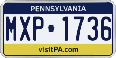 PA license plate MXP1736
