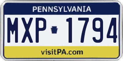 PA license plate MXP1794