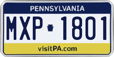 PA license plate MXP1801