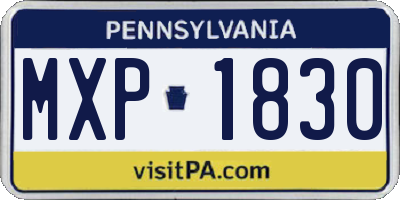 PA license plate MXP1830