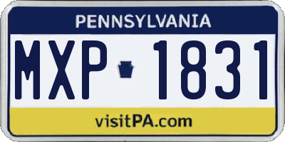 PA license plate MXP1831