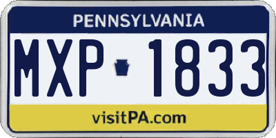 PA license plate MXP1833