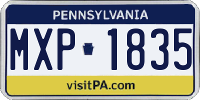 PA license plate MXP1835