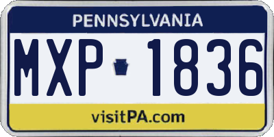 PA license plate MXP1836