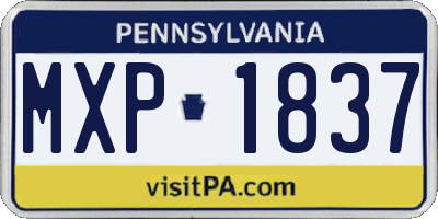 PA license plate MXP1837