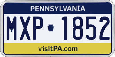 PA license plate MXP1852