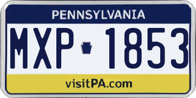 PA license plate MXP1853
