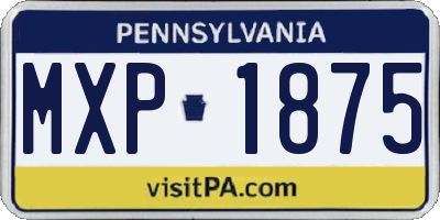 PA license plate MXP1875