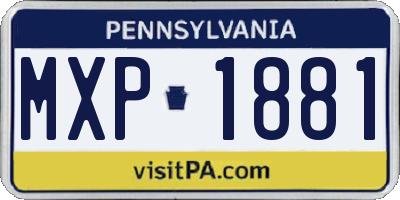 PA license plate MXP1881