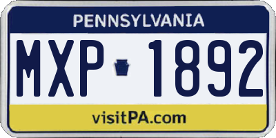 PA license plate MXP1892