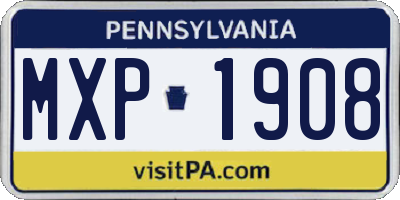 PA license plate MXP1908