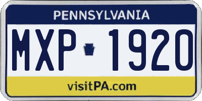 PA license plate MXP1920