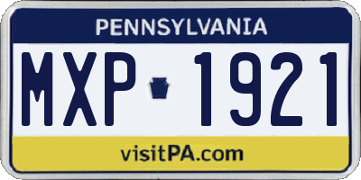 PA license plate MXP1921