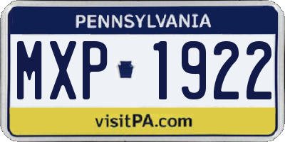 PA license plate MXP1922