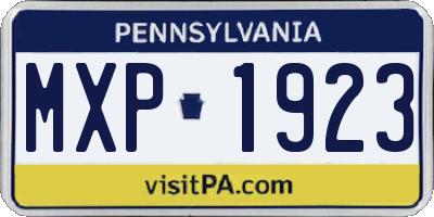 PA license plate MXP1923