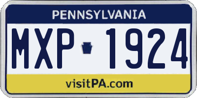 PA license plate MXP1924