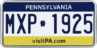 PA license plate MXP1925