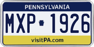 PA license plate MXP1926