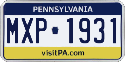 PA license plate MXP1931
