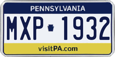 PA license plate MXP1932