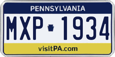 PA license plate MXP1934