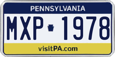 PA license plate MXP1978