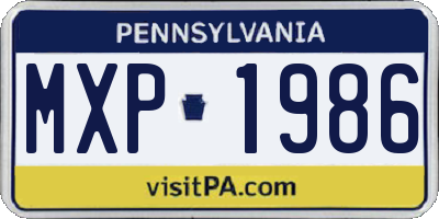PA license plate MXP1986