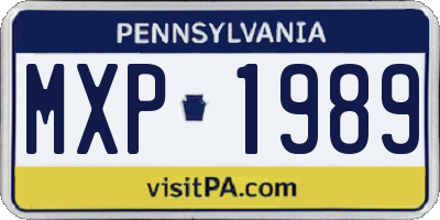 PA license plate MXP1989