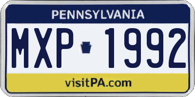 PA license plate MXP1992