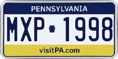 PA license plate MXP1998