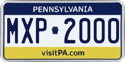 PA license plate MXP2000