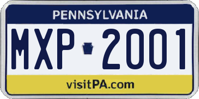 PA license plate MXP2001