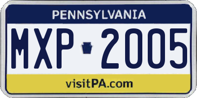 PA license plate MXP2005