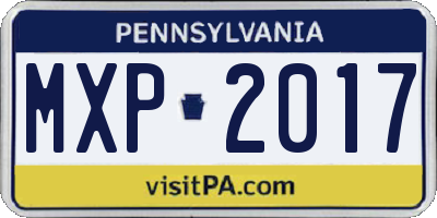 PA license plate MXP2017