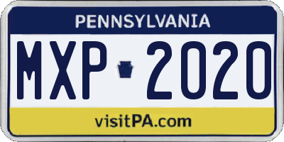 PA license plate MXP2020