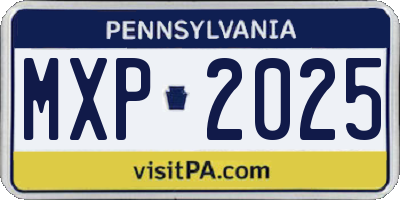 PA license plate MXP2025