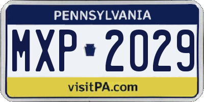 PA license plate MXP2029