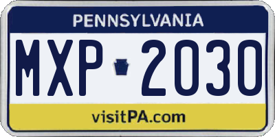 PA license plate MXP2030
