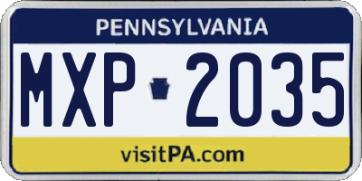 PA license plate MXP2035