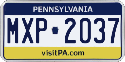PA license plate MXP2037
