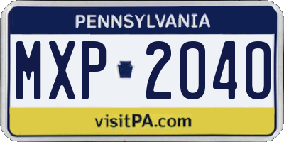 PA license plate MXP2040
