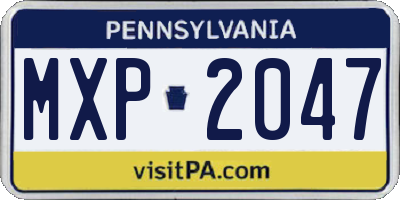 PA license plate MXP2047