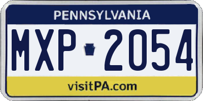PA license plate MXP2054