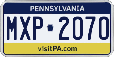 PA license plate MXP2070