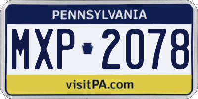 PA license plate MXP2078