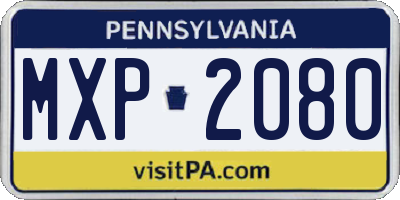 PA license plate MXP2080