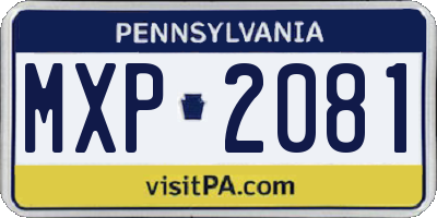 PA license plate MXP2081